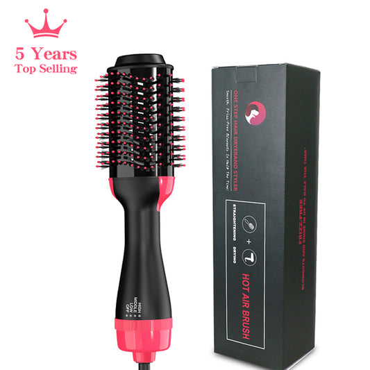 3-in-1 Hot Air Brush Hair Styler: Professional Volumizer, Dryer, and Styler for Fast Drying, Styling, Straightening, and Curling - Suitable for All Hair Types