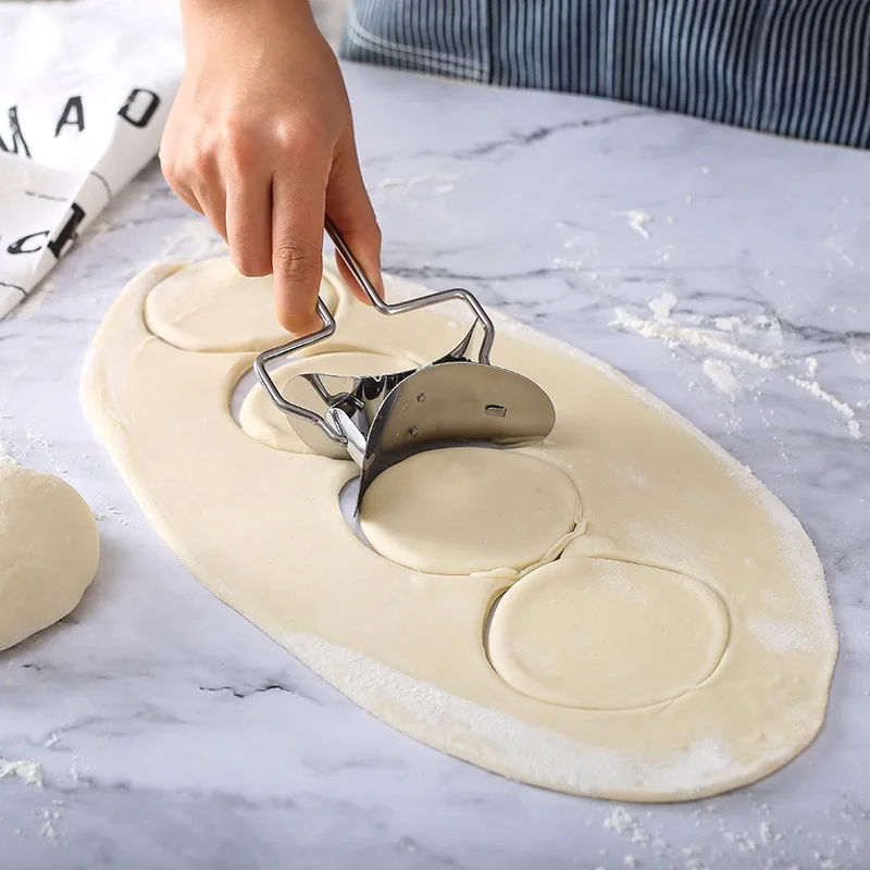 Stainless Steel Dumpling Skin Dough Roller & Cutter Set for Home Baking and Cooking - LoftShop