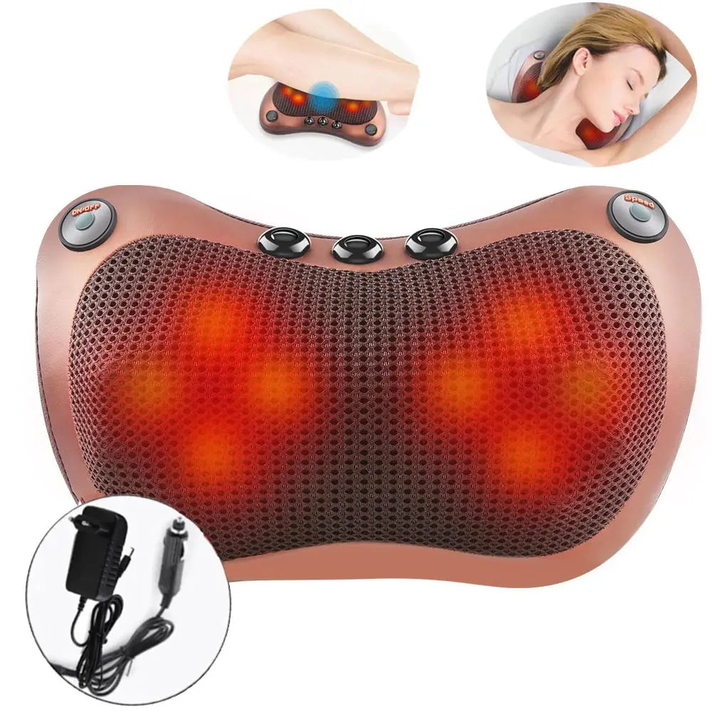 Electric Massage Pillow - Shiatsu heating kneading, dual-speed technology for head, neck, and body. Portable, rechargeable, and versatile. Say goodbye to stress and tension.