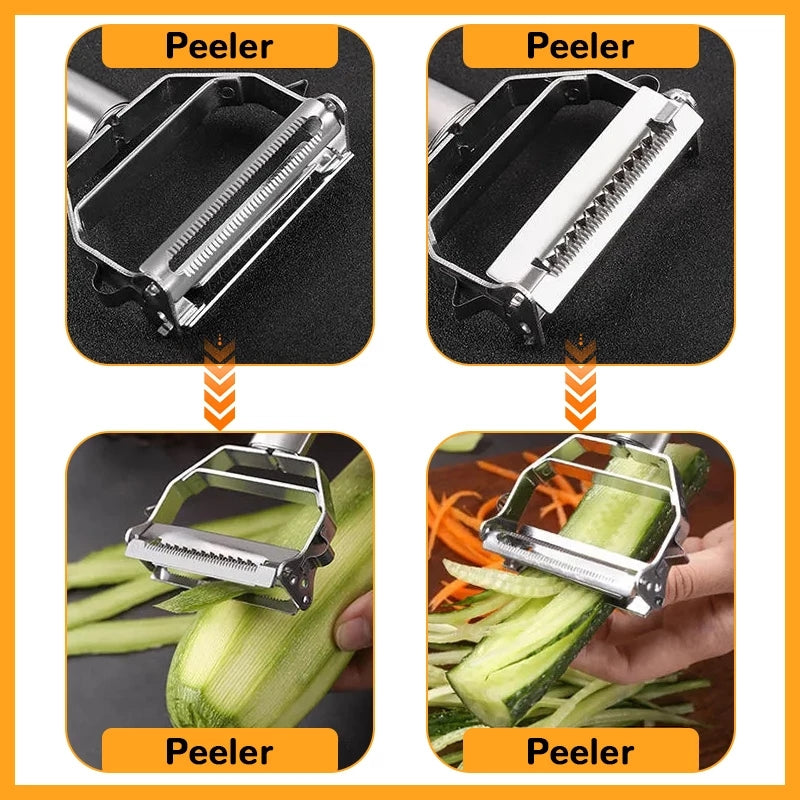 Stainless Steel Multifunctional Kitchen Peeler: Durable Vegetable and Fruit Slicer/Shredder - LoftShop
