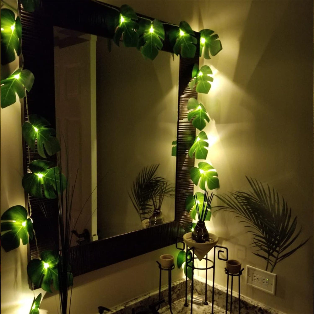 Premium LED Garland Light String with Fairy Lights and Artificial Leaves: Perfect for Indoor and Outdoor Decor - LoftShop
