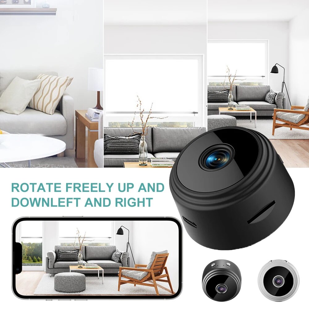 A9 Mini Camera: HD 1080P Wifi Wireless Surveillance Security Camera with Stand - LoftShop