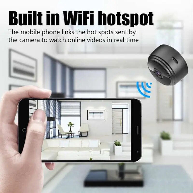 A9 Mini Camera: HD 1080P Wifi Wireless Surveillance Security Camera with Stand - LoftShop