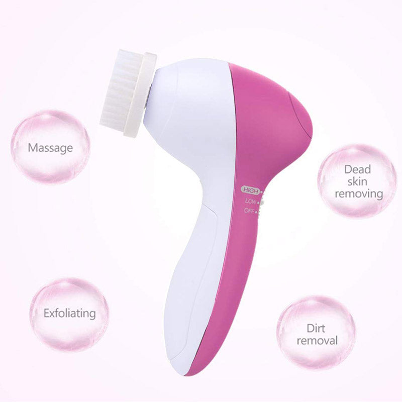 Uses of 5-in-1 Electric Facial Cleaner: Deep Cleansing Brush, Exfoliator, Blackhead Remover, Skin Massager, Spa Skincare Tool
