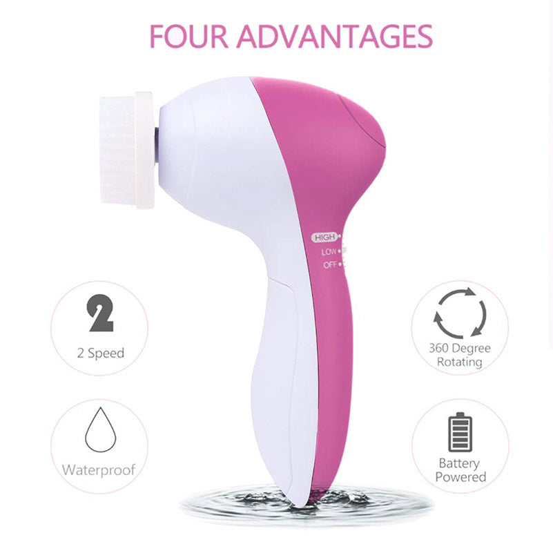 Advantages of 5-in-1 Electric Facial Cleaner: Deep Cleansing Brush, Exfoliator, Blackhead Remover, Skin Massager, Spa Skincare Tool