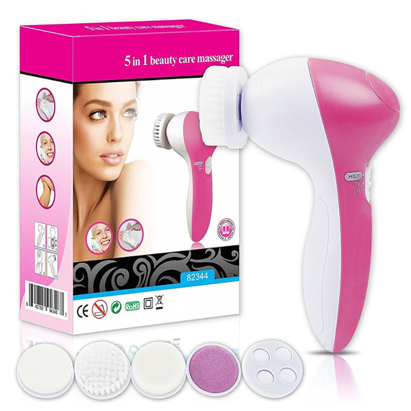 5-in-1 Electric Facial Cleaner: Deep Cleansing Brush, Exfoliator, Blackhead Remover, Skin Massager, Spa Skincare Tool